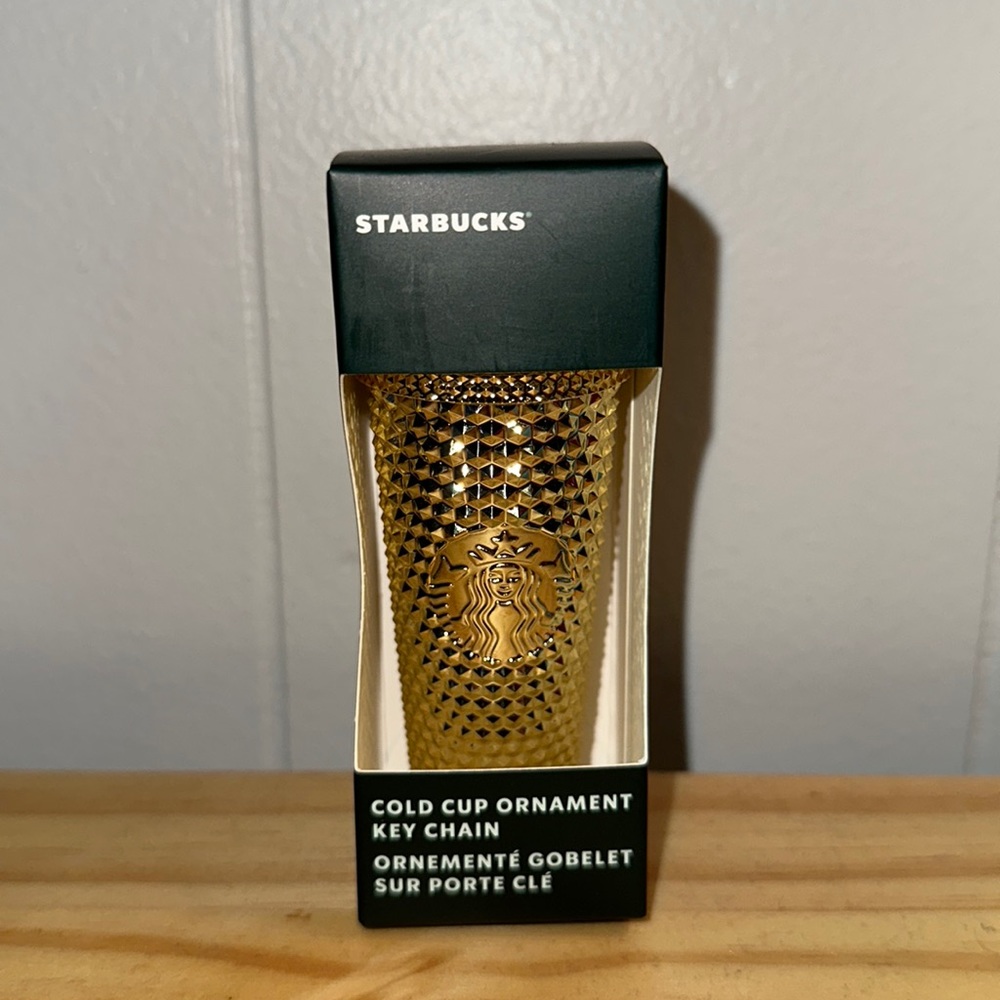 Gold Cold Cup Starbucks Ornament Key Chain